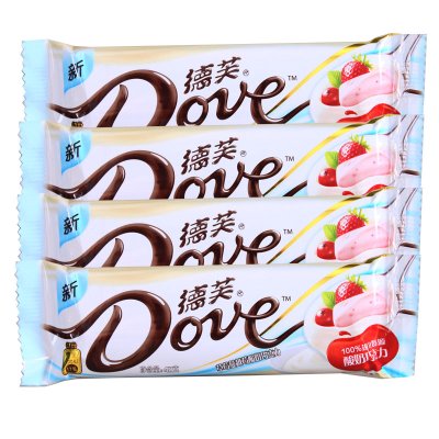 德芙草莓蔓越莓酸奶巧克力42gx4块糖果巧克力休闲零食小吃包邮