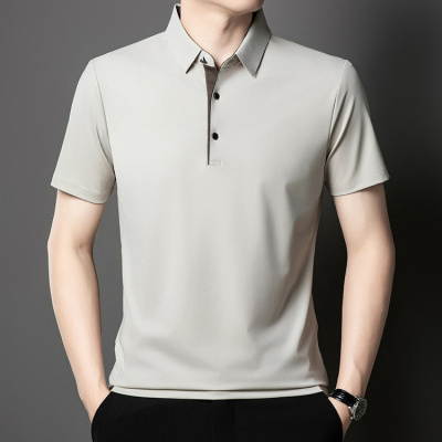短袖男士POLO衫冰丝夏季清爽透气宽松T恤男商务休闲中年爸爸装潮