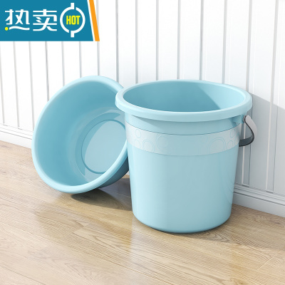 敬平大号水桶家用储水桶学生宿舍手提水塑料泡脚桶特大容量户外垃圾桶 大号盆+23L水桶(天蓝色)