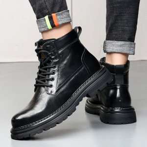 马丁靴男款头层牛皮秋冬季户外登山鞋男高帮加绒保暖男士皮靴