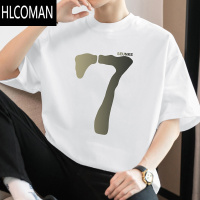 HLCOMAN260gt恤男短袖圆领上衣服夏季半袖美式宽松潮流印花体恤