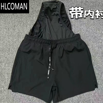 HLCOMAN3V3体育生训练裤马拉松跑步户外运动三分裤男田径短裤速干带内衬