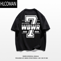 HLCOMAN美式ins潮牌字母印花短袖T恤男夏季嘻哈街头休闲宽松圆领上衣