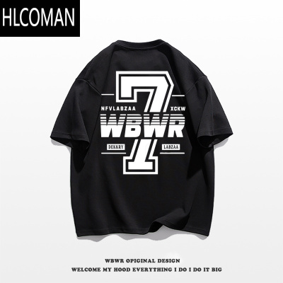 HLCOMAN美式ins潮牌字母印花短袖T恤男夏季嘻哈街头休闲宽松圆领上衣