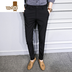 YANXU夏季西装裤子男修身小脚商务休闲长裤垂感英伦风薄款潮流九分西裤