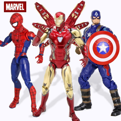 中动正版复仇者联盟4终局之战钢铁侠马克MK85可动人偶手办玩具模型钢铁侠MK85+经典蜘蛛侠+美国队长