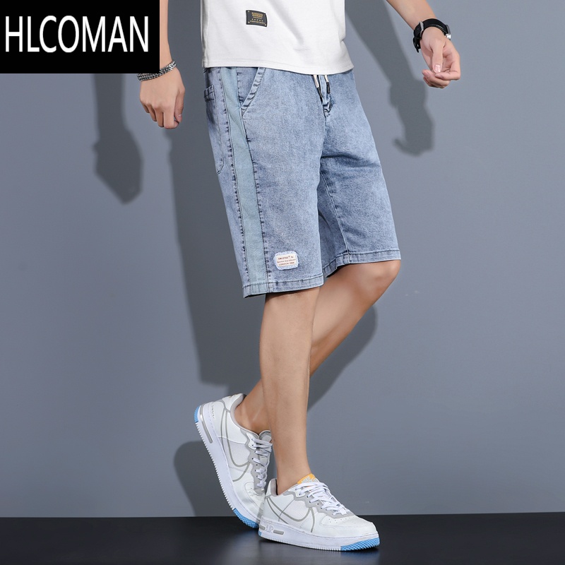 HLCOMAN夏天薄款破洞牛仔短裤男潮牌宽松直筒五分裤男韩版潮流日系中裤子