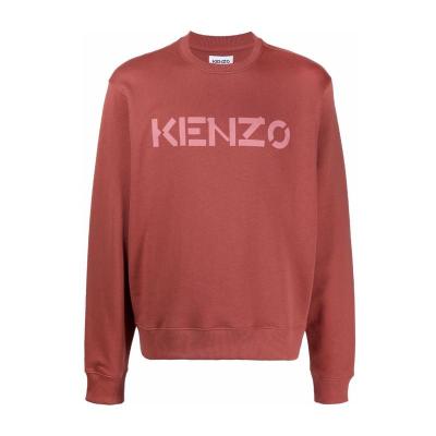 高田贤三(Kenzo)砖红色圆领长袖棉质卫衣男运动休闲潮牌logo印花