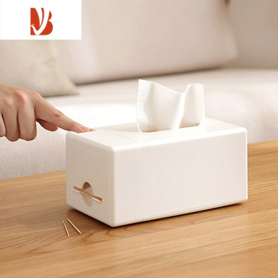 三维工匠桌面创意牙签筒纸巾盒家用客厅牙签盒多餐厅桌抽纸盒简约 白色 按压出牙签