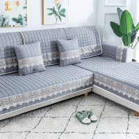 家柏饰(CORATED)四季通用防滑沙发垫坐垫子布艺全包萬能沙发套罩沙发盖布沙发巾 罗兰灰 110*240cm