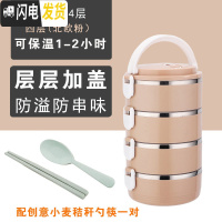三维工匠304不锈钢保温饭盒成人学生密封食堂手提简约女保温桶多层便当盒 四层[北欧粉]