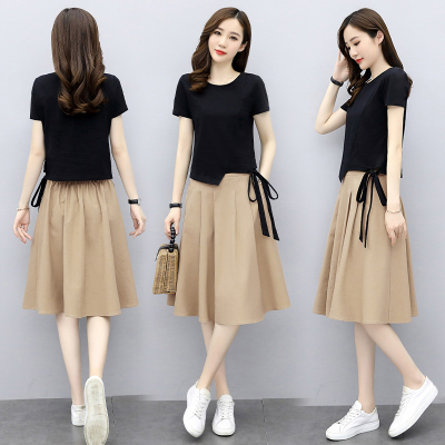 卡恋洛时尚套装女装2021年夏装小个子裙子两件套女