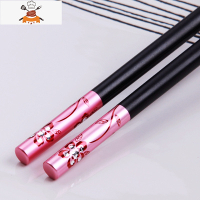 筷子家用家庭防滑快子分用可高温不发霉一人一色钛10合金 敬平 炫彩 花开富贵 粉色底红花 10双