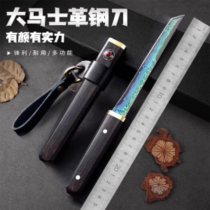 大马士革钢刀高档水果刀家用便携小刀锋利高硬度商用不锈钢瓜果刀7163 大马士革方形小刀