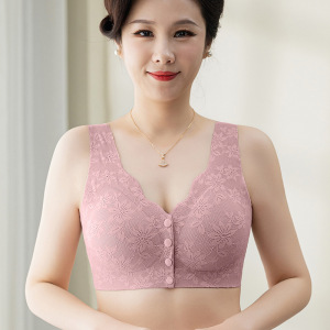 妈妈内衣前扣文胸无痕聚拢老年人背心中年妇女无钢圈背心式胸罩女