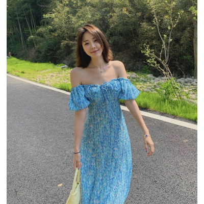 恋名媛夏季复古仙女裙2020年高腰法式桔梗裙过膝长裙子碎花连衣裙大码潮大码女装