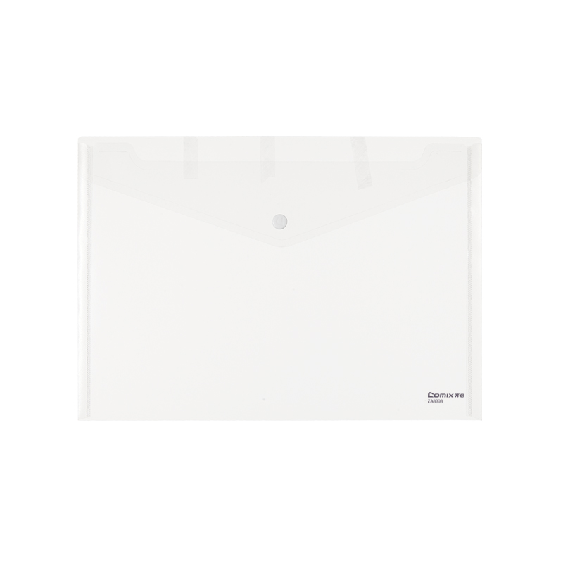 齐心 ZA0010防反光 按扣文件袋 A4 10个/套 透明 1套装