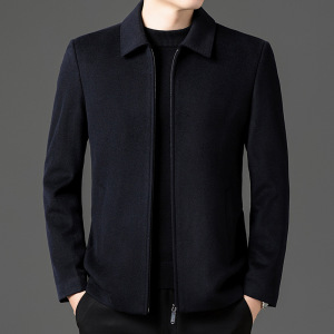 100%羊毛呢外套保暖翻领夹克外套秋冬休闲男简约行政夹克秋冬外套