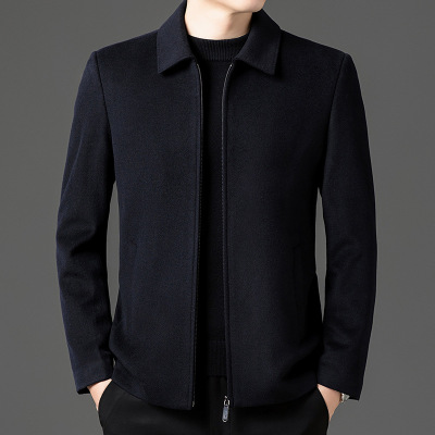100%羊毛呢外套保暖翻领夹克外套秋冬休闲男简约行政夹克秋冬外套