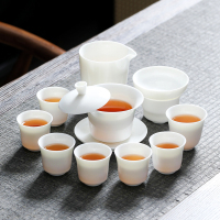 MULTIPOTENT整套茶具羊脂玉白瓷功夫茶具套装悬停盖碗泡茶套组