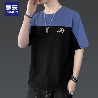 罗蒙（ROMON）短袖T恤男生简约时尚青年流行帅气五分袖INS_1