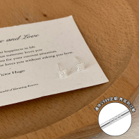 s999足银几何小钻耳钉轻奢高级感个性简约养耳洞耳饰清冷耳环送女朋友老婆情人节七夕生日礼物