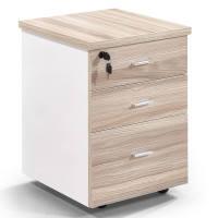 域赢办公柜矮柜文件柜三抽屉员工柜带锁落地式办公桌下小柜子储物柜 活动柜