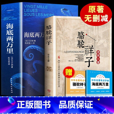 七年级下册赠考点 海底骆驼 [正版]完整无删减海底两万里骆驼祥子原著 七年级阅读书籍凡尔纳原版全译小学版初中生课外阅读书