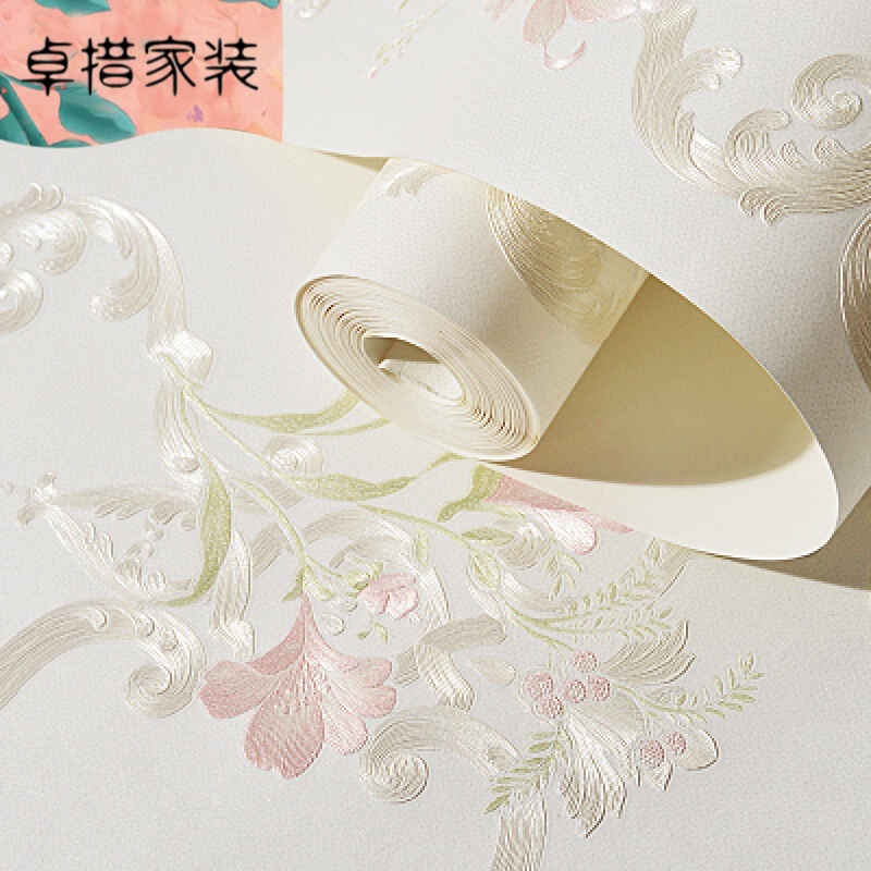 2017新款无纺精压墙纸3d立体欧式田园卧室客厅餐厅电视背景壁纸ja301