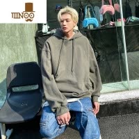 YANXU美式复古感卫衣男新款潮牌痞帅外套宽松休闲上衣服