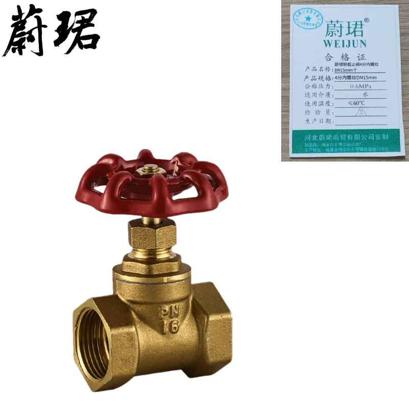 蔚珺铜截止阀4分内螺纹DN15mm个