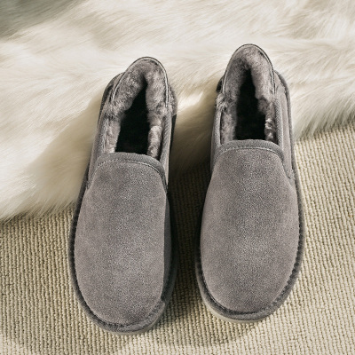 Ideamini2020冬季新款东北雪地靴男低帮一体棉鞋一脚蹬加绒加厚保暖鞋靴子