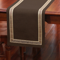美式桌旗新中式茶旗布禅意席茶几桌布现代简约北欧床旗餐桌茶桌布 深咖色 33*280CM(适合2.2米餐桌或茶桌)