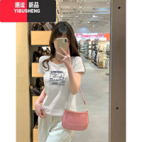 YIBUSHENG紫色正肩短袖t恤女装2024季新款修身洋气减龄港风chic上衣