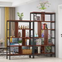 三能 办公家具人造板铁艺隔断置物架客餐厅装饰柜玄关屏风现代简约工业风落地书架 隔板置物架