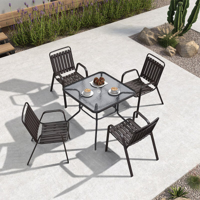 金菲罗格露天户外休闲桌椅组合 4+1[玻璃方桌80x80]