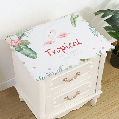 家柏饰(CORATED)床头柜盖布防水防油免洗北欧家用防尘罩套卧室床头盖巾冰箱防尘布 热带火烈鸟 40*50cm