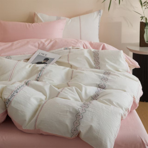 ins博主风纯棉水洗棉提花四件套100被套床单床笠时尚床上用品