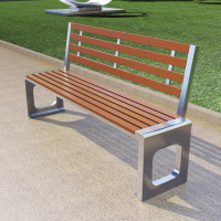 迅迈 不锈钢回型靠背200*40*85cm公园椅户外长椅长条凳子室外防腐塑木小区商场休闲座椅庭院