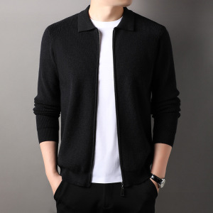 纯色针织衫开衫拉链男士外套秋季新款青年韩版商务针织衫