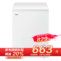 海尔(Haier)100升家用卧式冰柜 冷柜 小冰箱 1级能效