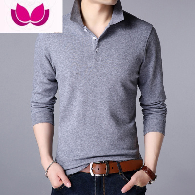 七斓中年男士长袖t恤夏季冰丝超薄款休闲打底体血衫低领丅土