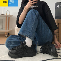 聚范2024韩版新款黑色厚底增高老爹鞋女ins复古百搭学生轻便运动鞋潮