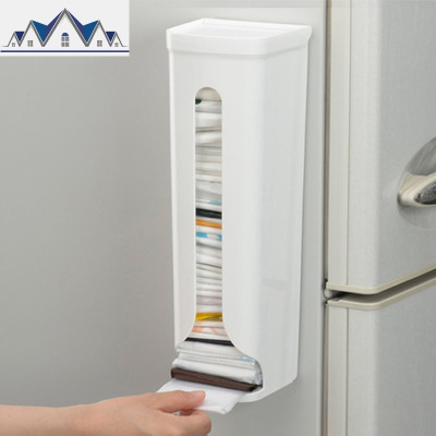 厨房垃圾袋收纳盒挂壁式抽取盒超市塑料袋储物架购物袋收纳整理盒 三维工匠