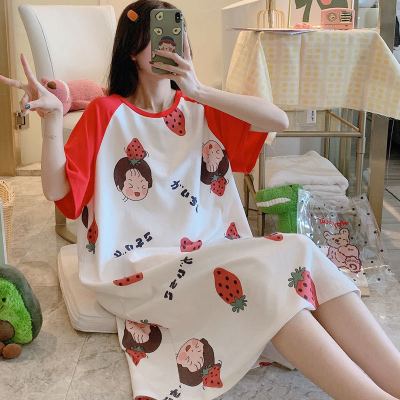 睡衣女夏宽松大码可爱卡通学生女士睡裙夏孕妇家居服潮男兵女将