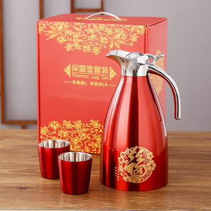 祝寿送礼家用红色双层不锈钢暖壶暖瓶喜气热水壶保温壶保温瓶定制
