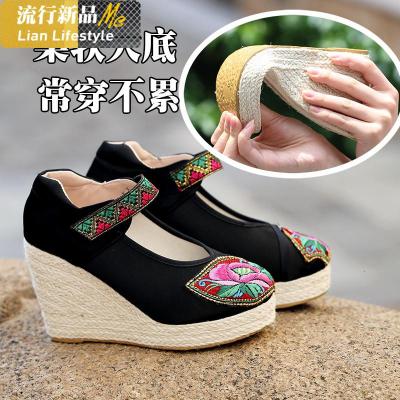 高跟绣花鞋布鞋女改良汉服鞋原创古装鞋子民族风女鞋绣花鞋女高跟知义(ZHIYI)帆布鞋