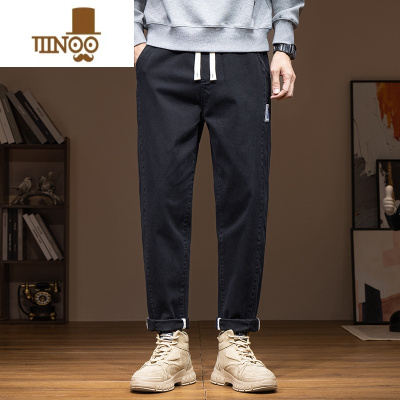 YANXU秋季新品宽松挺括版型抽绳休闲裤男式ins超火帅气百搭直筒长裤子