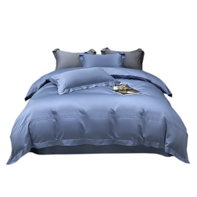 安居先森ANJU250512 100支高支新疆长绒棉埋绳四件套深邃蓝色