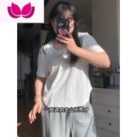 七斓大码U领长袖t恤女春季2023新款微胖mm遮肉显瘦白色打底衫内搭上衣